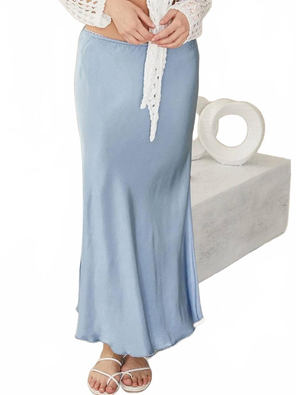 NEW MILIO MILANO silky viscose rayon slip skirt in blue